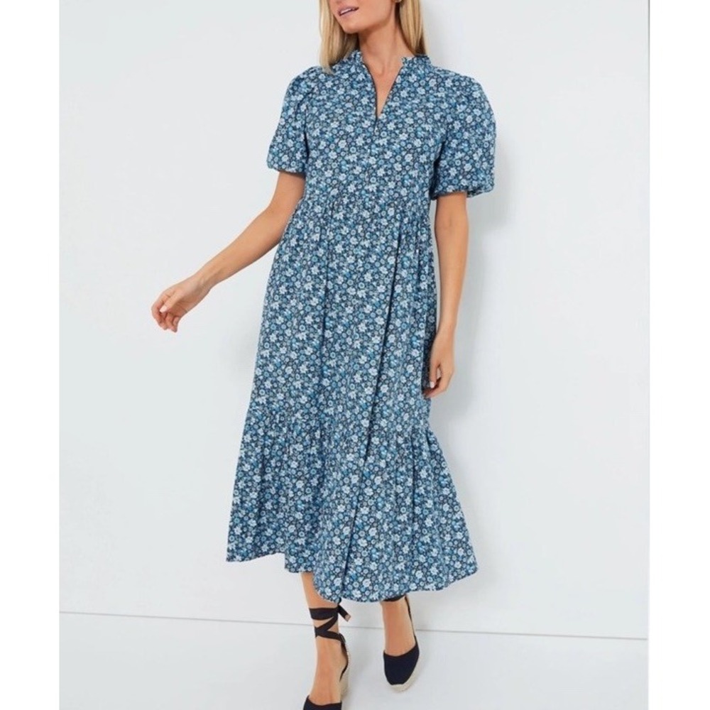 Tuckernuck Hyacinth House Size Medium Midi Dress Bluebells Floral Kentucky Derby